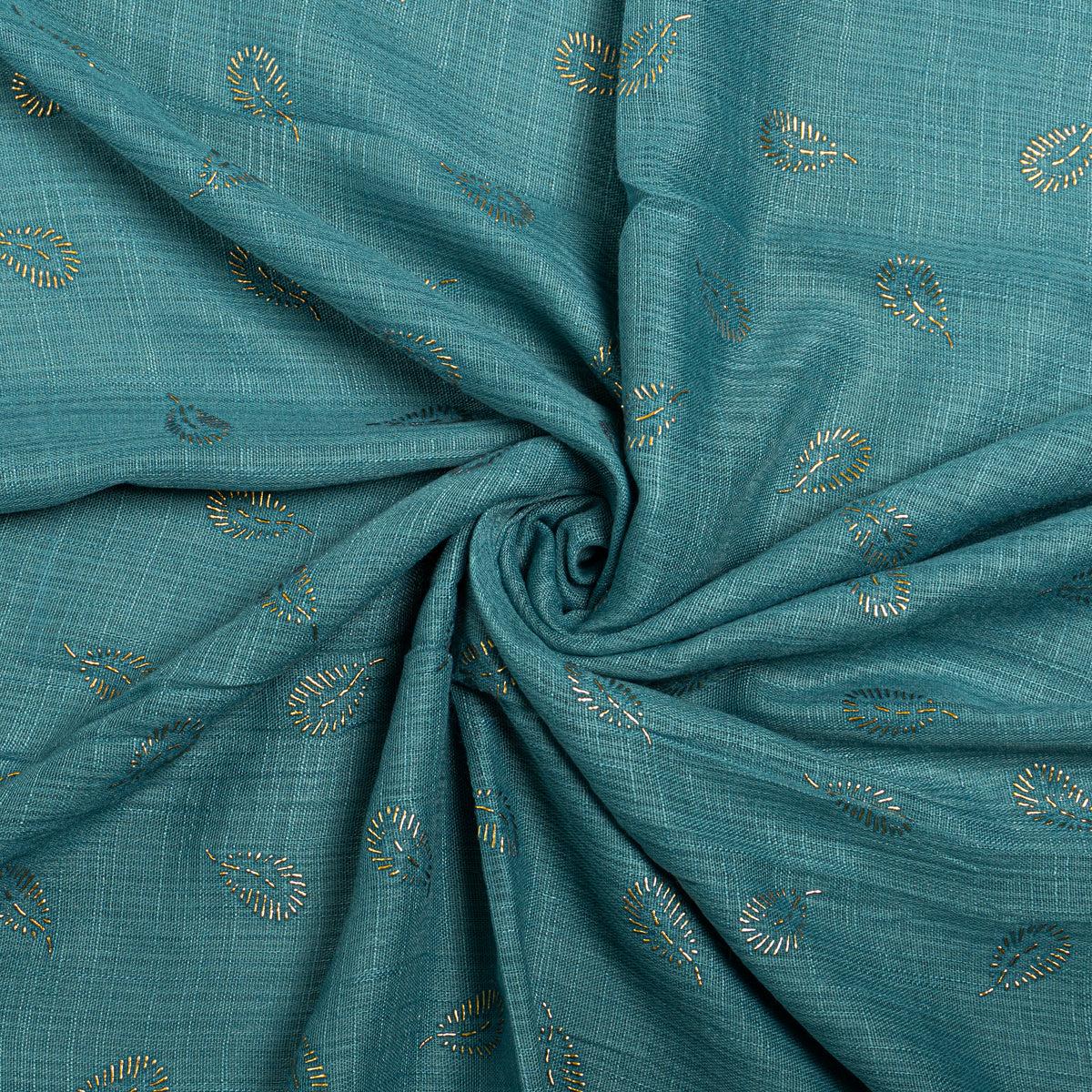 Gold Leaf Lawn Hijab - Teal