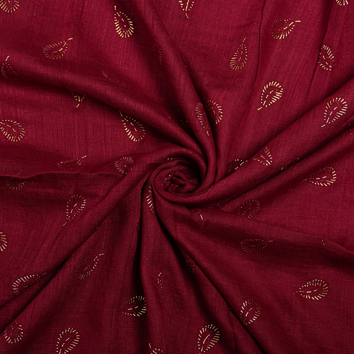 Gold Leaf Lawn Hijab - Red