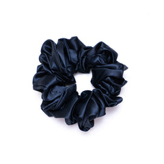 Navy Blue Satin Scrunchies