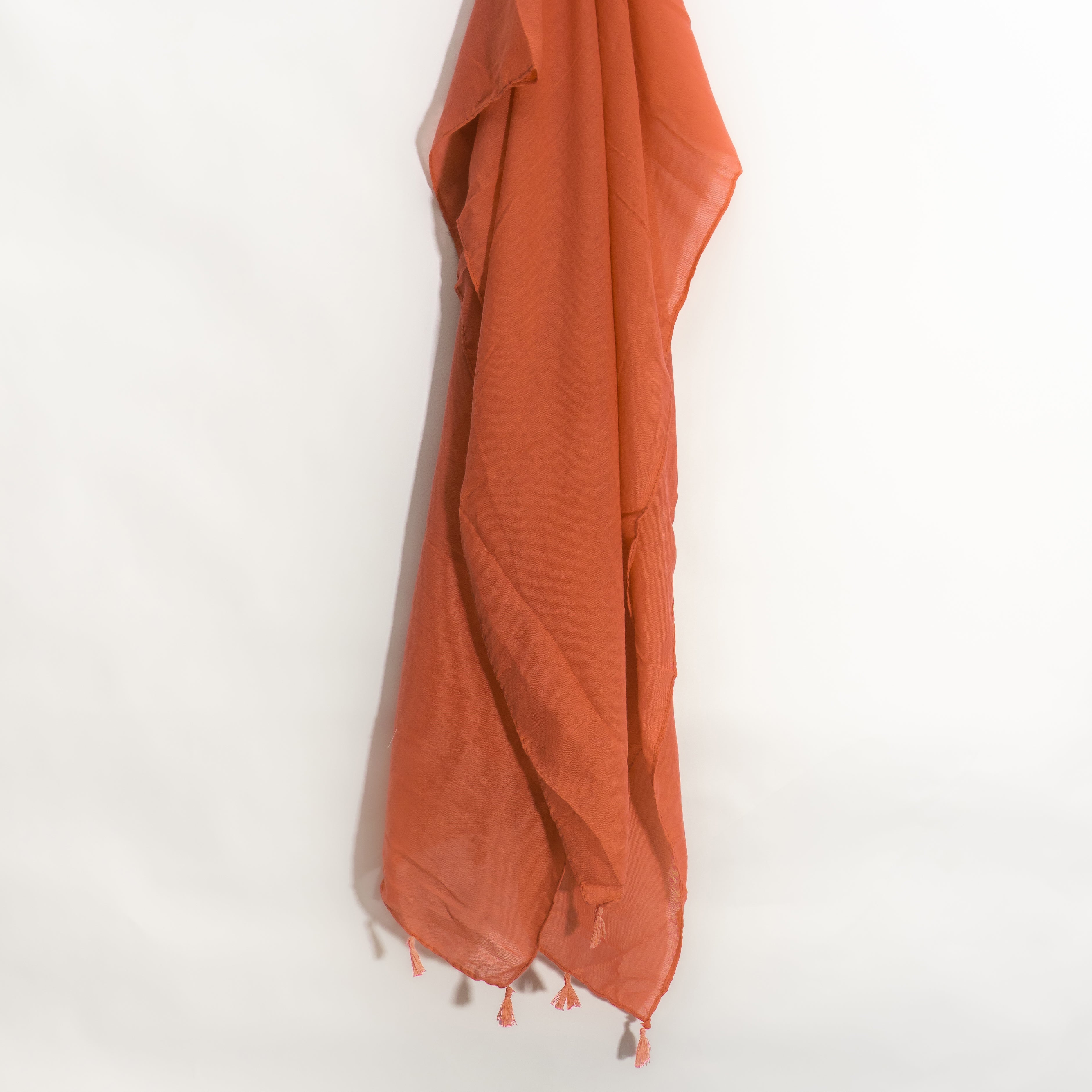 Plain Tassel Hijab (Rust)